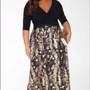 IGIGI Tora Black Gold Formal Gown Dress Plus 30/32
